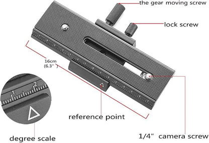 EXMAX® 16cm 2 Way Macro Shot Focusing Focus Rail Slider/Close-up Shooting 1/4 Quick Screw Release Mount Camera Flash Support Plate