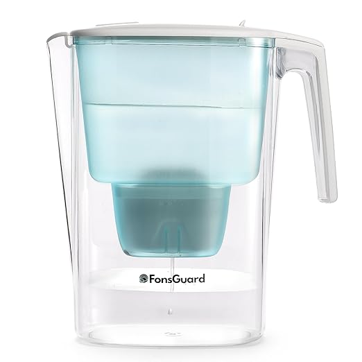 FonsGuard Water Filter Pitcher Pure, BPA-Free Plastic, 8-Cup Capacity, Active Carbon Purification