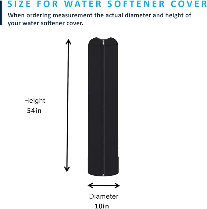 Water Softener Tank Jacket 10x54 Inch – 4mm Insulated Neoprene Cover to Prevent Sweating, Outdoor Water Softener Protector for Basement or Garage, Heavy-Duty Zippered Slip-On Design