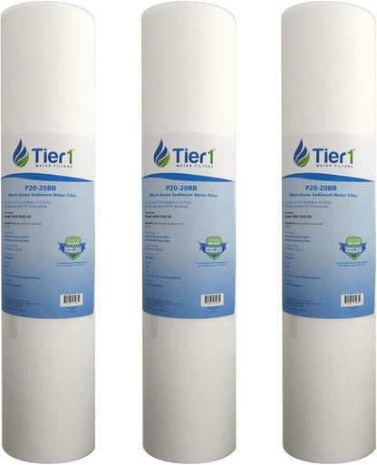Tier1 20 Micron 20x4.5 Water Filter | Spun Wound Polypropylene Whole House Water Pre-Filter Cartridge | Replacement for Pentek DGD-7525-20,155356-43, P20-20BB | 4.5 x 20 Sediment Water Filter (3-Pack)