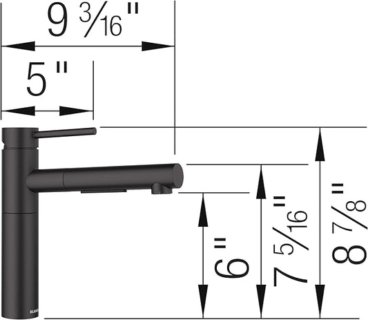 Blanco 527560 Alta II Low Arc Pull-Out Kitchen Faucet - 1.5 GPM - Matte Black