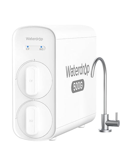 Waterdrop G5P500 Reverse Osmosis Water Filter, NSF/ANSI 58 & 372 Certified, 7 Stage Reverse Osmosis System, 500G RO Water Filtration System, 2:1 Pure to Drain, Reduces TDS PFAS, BPA Free