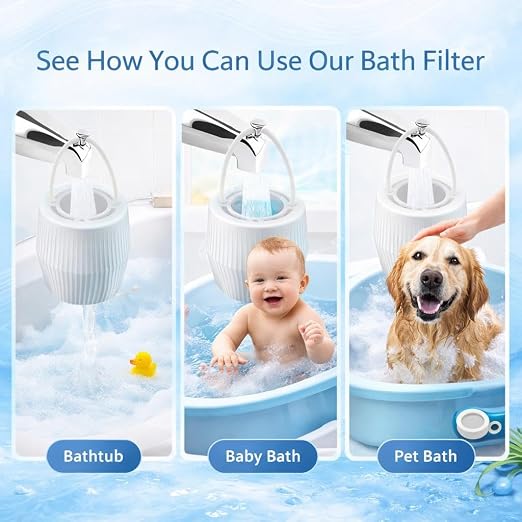 17-Stage Bath Filter for Tub & Bathtub Water Filter - Luxury Leak-Proof Hard Water Softener with Vitamin C & E - Removes Chlorine, Fluoride & Lead - 12k Gallon for Healthier Skin, Hair & NailsfnShop