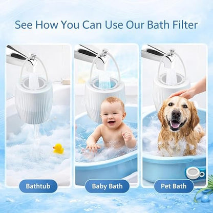 17-Stage Bath Filter for Tub & Bathtub Water Filter - Luxury Leak-Proof Hard Water Softener with Vitamin C & E - Removes Chlorine, Fluoride & Lead - 12k Gallon for Healthier Skin, Hair & NailsfnShop