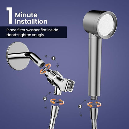 Ion Drops Filtered Shower Head with Handheld, High Pressure Shower Heads with 3 Spray, Showerhead with Filters Hand held for Hard Water, Remove Chlorine, Reduces Dry Itchy Skin
