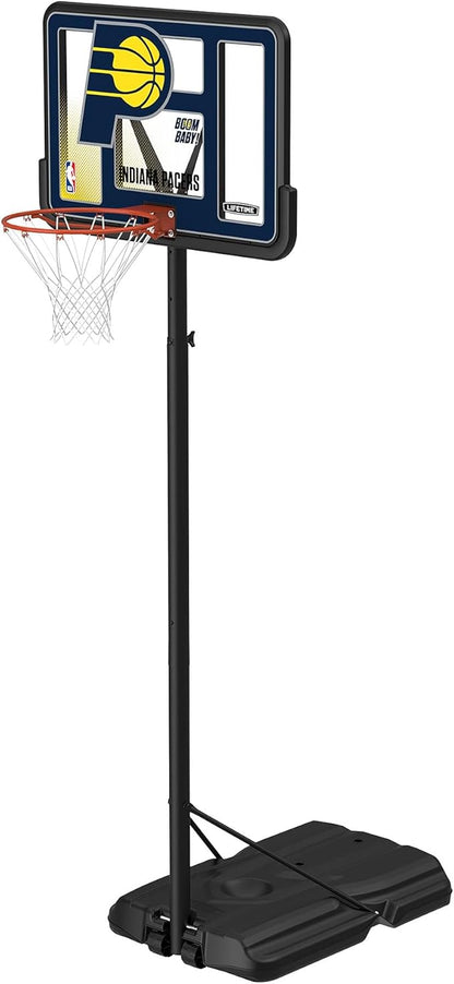 Lifetime NBA Indiana Pacers Portable Basketball Hoop, Adjustable Height 7.5-10 Ft, 44 Inch Shatterproof Fusion Backboard, Base with Wheels
