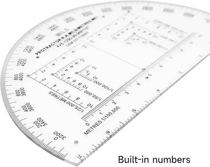 CYA MP-1 6" Half Circle Military Map Protractor - Mils Romer Scale Tool | Thick waterproof 6" half circle map protractor with mils & romer scales. Fits 1:25k, 1:50k & 1:100k UTM/MGRS charts.