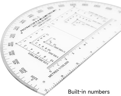 CYA MP-1 6" Half Circle Military Map Protractor - Mils Romer Scale Tool | Thick waterproof 6" half circle map protractor with mils & romer scales. Fits 1:25k, 1:50k & 1:100k UTM/MGRS charts.