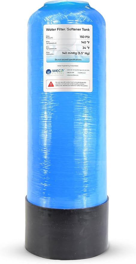 WECO Mineral Tank for Water Softener/Filter - Polyethylene Inner Shell Pressure Vessel with 2.5" Top Opening - 150 PSI Max Pressure - 120 °F Max Temperature - 7x13, BLUE