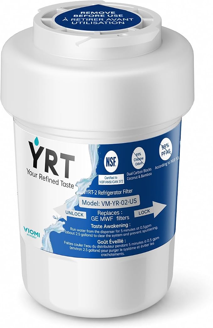 YRT Replacement for GE WMF Water Filter, NSF/ANSI 372 & 53 & 42 Certified | Compatible With Smart Water MWFP, MWFA, GWF, HDX FMG-1, WFC1201, RWF1060, GSE25GSHECSS, 197D6321P006, Kenmore 9991, 1 Pack