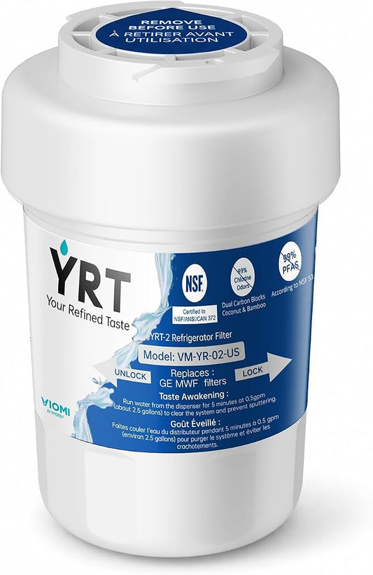 YRT Replacement for GE WMF Water Filter, NSF/ANSI 372 & 53 & 42 Certified | Compatible With Smart Water MWFP, MWFA, GWF, HDX FMG-1, WFC1201, RWF1060, GSE25GSHECSS, 197D6321P006, Kenmore 9991, 1 Pack