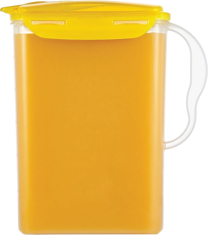 LocknLock Aqua Fridge Door Water Jug | Clear Pitcher | BPA Free Plastic Pitcher with Lid | 3 Quart Pitcher with Lid for Water, Juice, Tea & More Beverages, Yellow