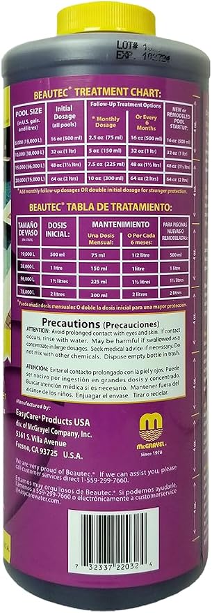 EASYCARE 22032 Beautec Ultimate Calcium Preventative, Salt Cell Protector & New Pool Startup, 32 Fl. Oz Bottle
