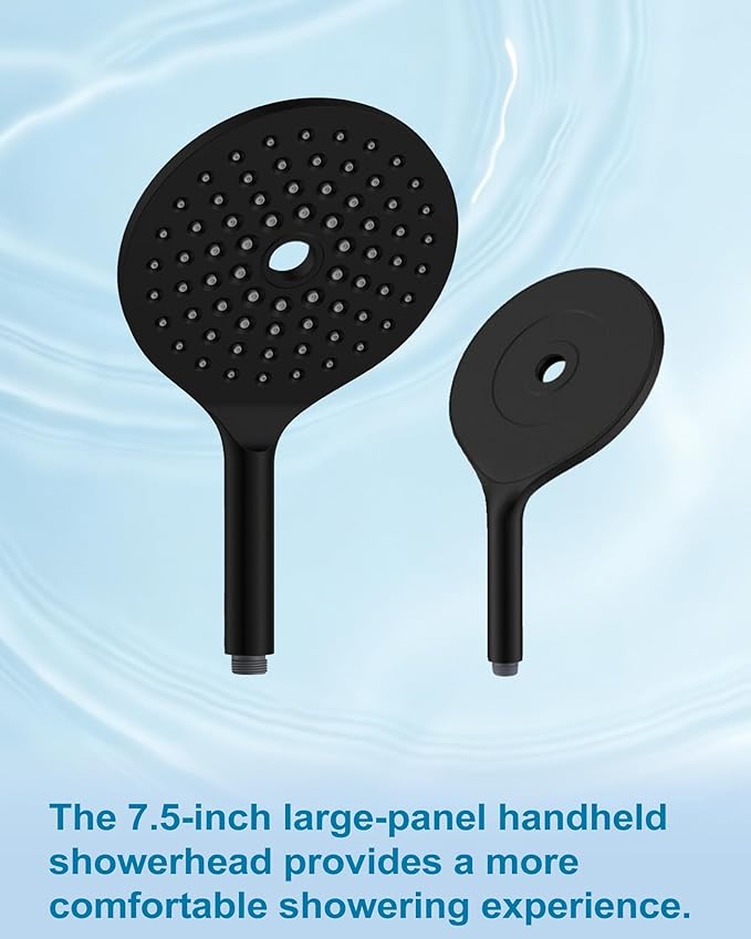 Handheld Shower Head with Filter High Pressure 2-in-1 Dual Spa System 7.5" Rainfall Filtered Showerhead Water Softener Filters for Hard Water 59" Stainless Steel Hose Matte Black