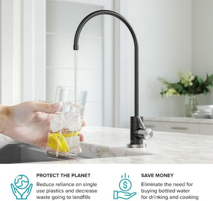KRAUS® Purita™ Single Handle Drinking Water Filter Faucet for Reverse Osmosis or Water Filtration System in Spot-Free Stainless Steel/Matte Black, FF-100SFSMB