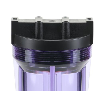 Hydronix HF3-10CLBK12, 10" Clear Housing with Black Rib Cap For RO & Filtration Systems, 1/2" Ports