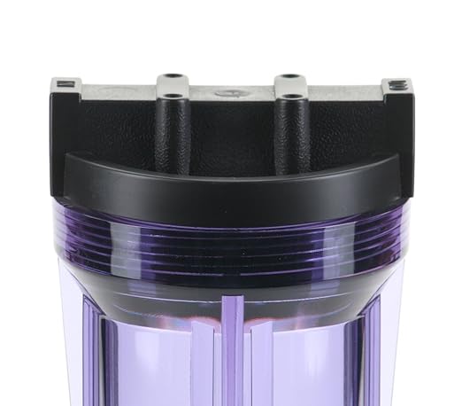 Hydronix HF3-10CLBK14, 10" Clear Housing with Black Rib Cap For RO & Filtration Systems, 1/4" Ports