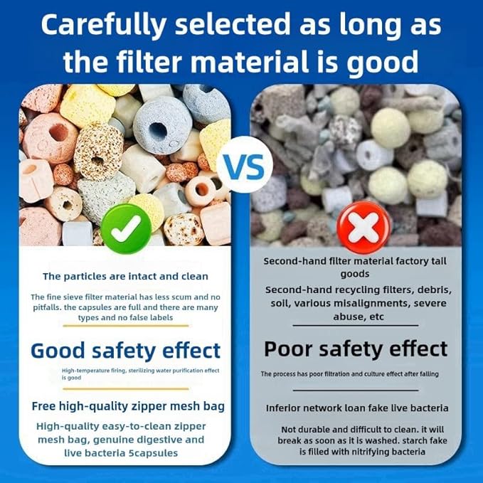 bio Balls for Aquarium Filter Media Crushed Coral for Freshwater Aquarium Ceramic Rings for Fish Tank Filter Media Biological 12 in 1 Accessories (2.2, Pounds)