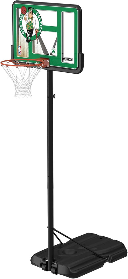 Lifetime NBA Boston Celtics Portable Basketball Hoop, Adjustable Height 7.5-10 Ft, 44 Inch Shatterproof Fusion Backboard, Base with Wheels