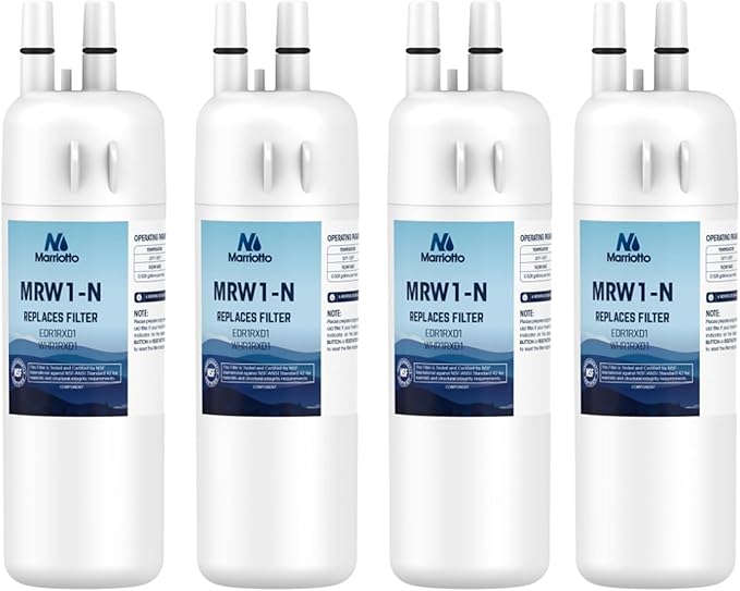 MARRIOTTO EDR1RXD1 Refrigerator Water Filter Compatible with W10295370A, WHR1RXD1, KAD1RXD1, Filter 1, W10295370, P4RFWB, P8RFWB2L, 46-9930, 46-9081 Refrigerator Water Filter, Pack of 4