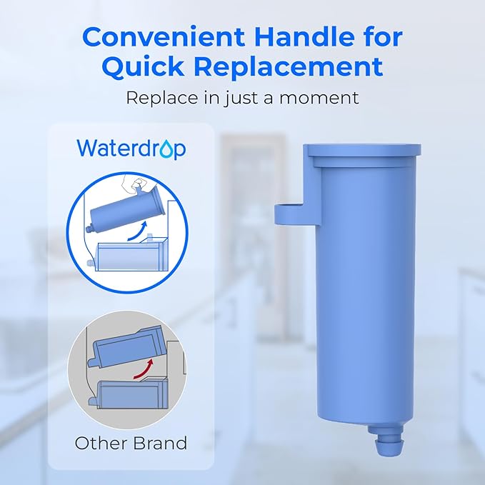 Waterdrop C33 Ice Maker Water Filter, Replacement for GE® Profile Opal Nugget Ice Maker Water Filter, Scale Inhibiting, with Ring Pull, BPA-Free, 3 Pack