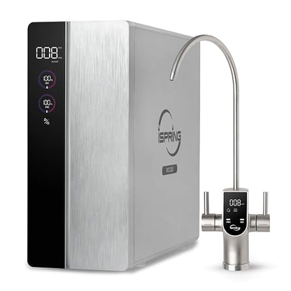 iSpring RO1200 Dual-Flow Reverse Osmosis Water Filter, 1200 GPD High Flow, w/TDS Monitor, Under Sink Tankless Reverse Osmosis System, 3:1 Pure to Drain, TDS PFAS Reduction, Auto Flush, Filter Reminder