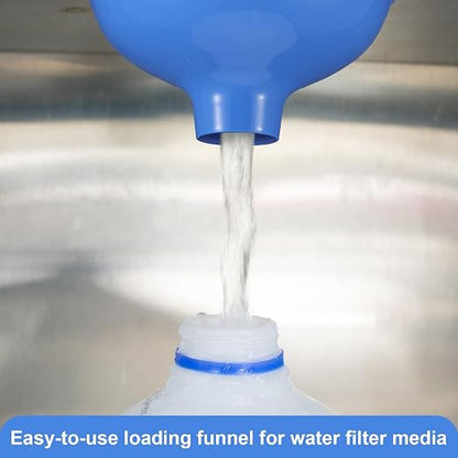 Vesici Extra Large Wide Mouth Funnel 2.5" x 10" Multi Purpose Filling Funnel Plastic Reusable for Water Softener Resin Tanks Carbon Media Jar Filling Use(Blue,3 Pack)