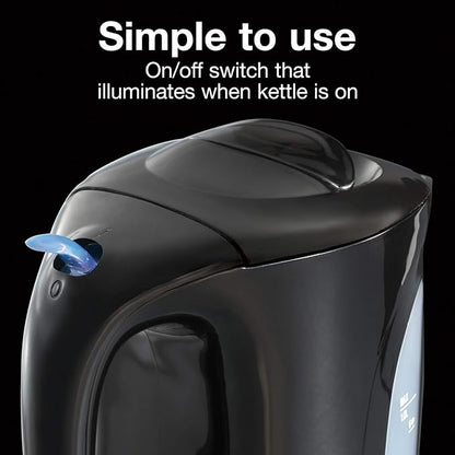 Proctor Silex Electric Tea Kettle, Water Boiler & Heater Auto-Shutoff & Boil-Dry Protection, 1000 Watts for Fast Boiling, 1 Liter, Black (K2071PS) (Pack of 2)