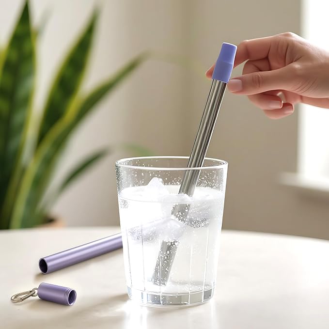 Sursip Stainless Steel Water Filter Straws | Reusable Personal Water Purifier, Outdoor Emergency Survival Gear for Camping Hiking Backpacking - 3 Pack