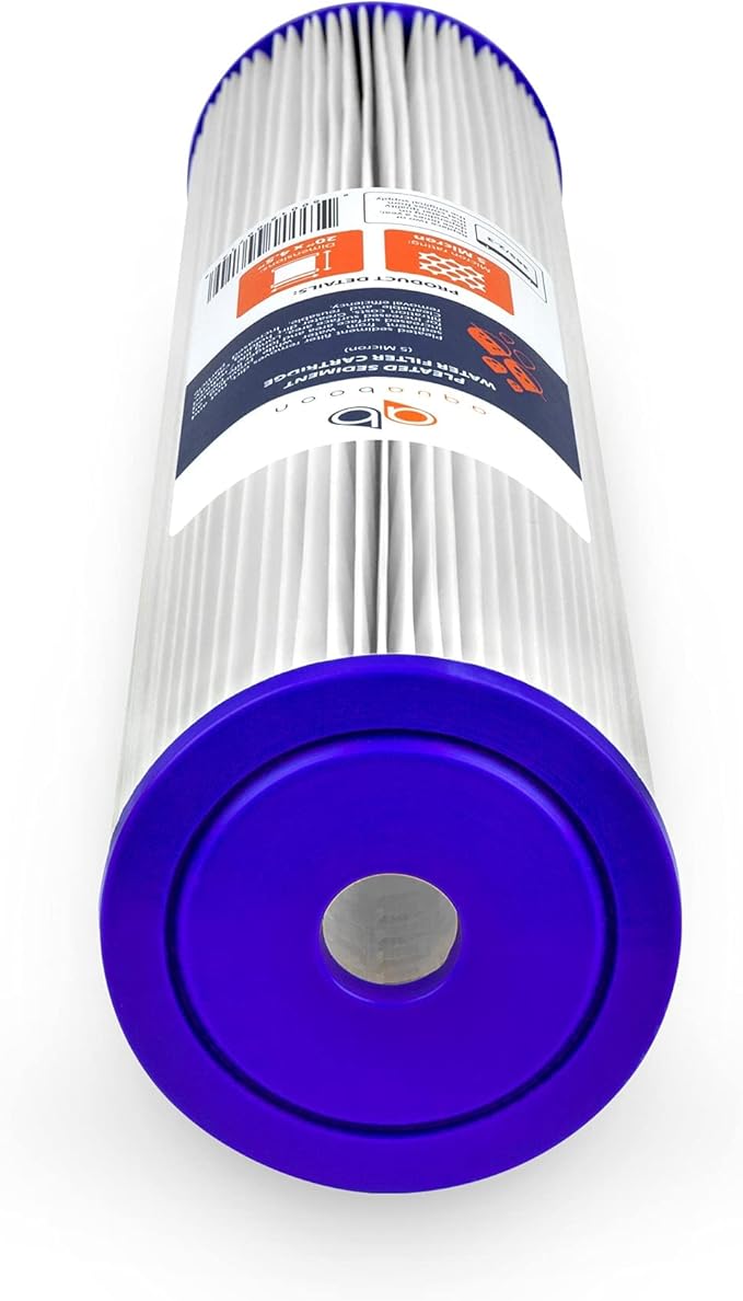 Aquaboon 5 Micron 20 x 4.5 Whole House Pleated Water Sediment Filter Replacement Water Filter Cartridge Compatible with ECP5-20BB, SPC-45-2005, 4-Pack