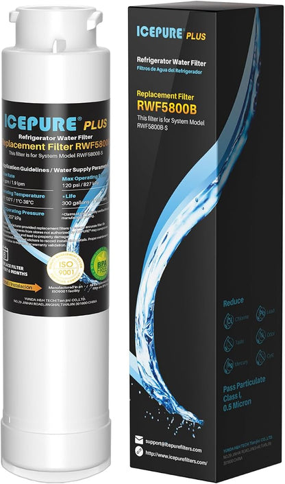 ICEPURE PLUS RWF5800B Replacement for Frigidaire EPTWFU01 EWF02, PureSource Ultra 2, Pure Source Ultra II, SCWFTCTO, GP006, MR022, JO22, BO022, DE022, TH-01, 1007, Refrigerator Water Filter, 1PACK