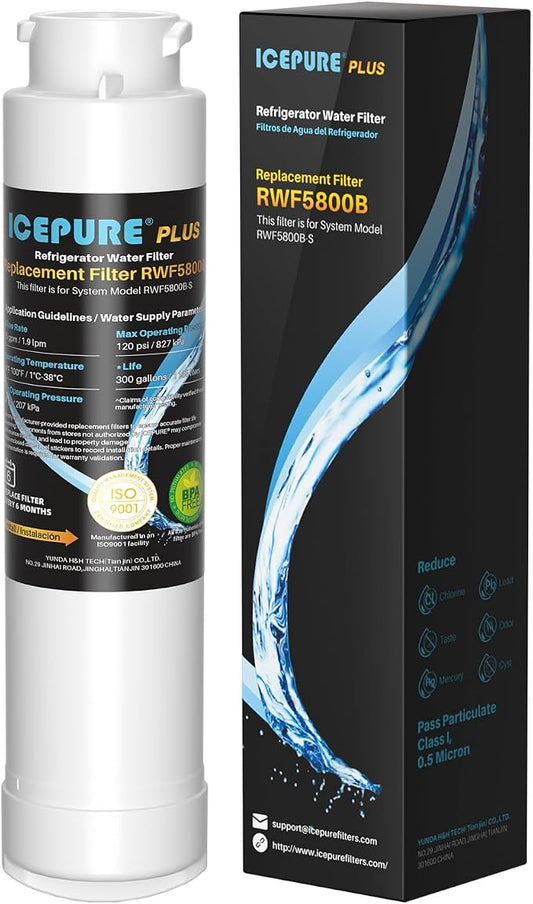 ICEPURE PLUS RWF5800B Replacement for Frigidaire EPTWFU01 EWF02, PureSource Ultra 2, Pure Source Ultra II, SCWFTCTO, GP006, MR022, JO22, BO022, DE022, TH-01, 1007, Refrigerator Water Filter, 1PACK