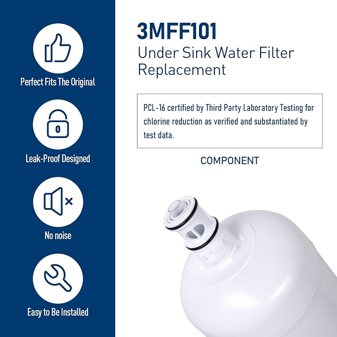 3MFF101 Under Sink Water Filter, 1-Pack | Replacement for Under Sink Full Flow Filtration System 3MFF100, 70020249663 6,000 Gallons