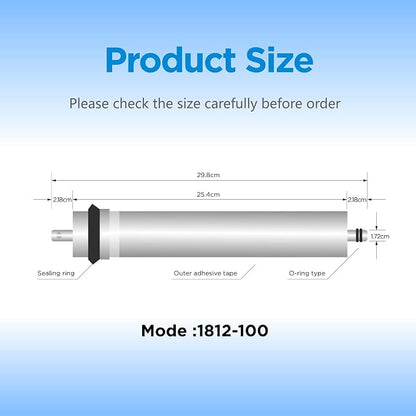 100 GPD RO Membrane Filter Replacement, 12" x 2.0" Reverse Osmosis Water Filter Membranes Replacement for Home Drinking Under Sink RO Water Filtration System, 2-Pack