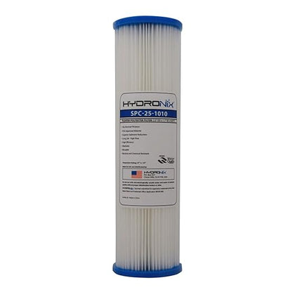 Hydronix SPC-25-1010 Universal Whole House Sediment Pleated Water Filter, Washable and Reusable, 2.5" x 10" - 10 Micron
