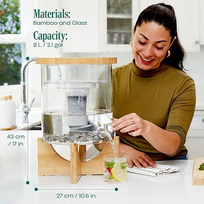 Santevia Glass Water Filtration System – Countertop Filter for Fluoride & Chlorine Removal | Adds Minerals, Balances pH | Home Water Purifier | Fluoride Filter | Alkaline