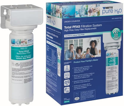 Watts Premier H2O-DWCBTP100 Single-Stage Total PFAS Reduction Under Counter Water Filtration System, Reduces Forever Chemicals, High Flow Rate 1.5 GPM, 1/4 Turn Quick Change, 1,900 Gallon Capacity