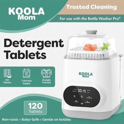 Detergent Tablets for Bottle Washer (120 Count) Deep Cleaning Compatible with Momcozy, Baby Breeza, Grownsy & All Bottle Washers - Removes Milk Residue from Bottles & Pump Parts