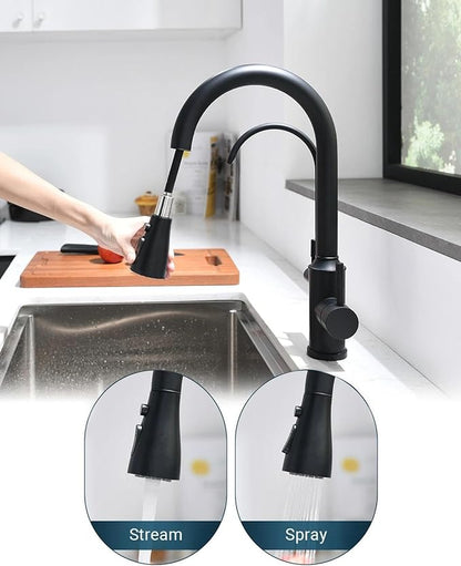 APPASO Kitchen Faucet with Water Filter, CUPC-Certified Hoses for Healthy Water, Matte Black 3 Way Sink Filter Faucets with Sprayer, 2 in 1 Faucet Black Matte (Without Filtration Device)