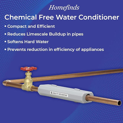 SAGEFINDS Chemical Free Water Conditioner | Reduces Limescale Buildup | Softens Hard Water | For Standard 3/4-Inch Pipes | Easy Install | Reduces Limescale, Softens Hard Water, Easy Install