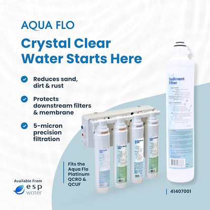 Aqua Flo 41407001 Sediment Filter – Quick Change Pre-Filter for Aqua Flo Platinum QCRO 4-Stage RO Systems – 5 Micron, High-Performance Cartridge, Easy Twist-Lock Install
