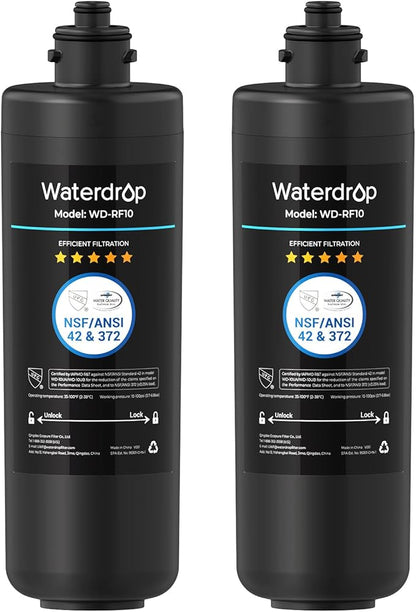 Waterdrop RF10 Replacement Filter Cartridge for 10UA/10UB Under Sink Water Filter, Reduces PFAS, PFOA/PFOS, Lead, Chlorine, Bad Taste & Odor, NSF/ANSI 42 Certified, 11K Gallons High Capacity, 2 PACK