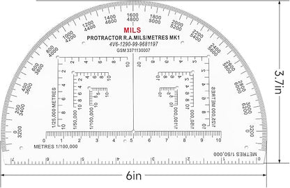 CYA MP-1 6" Half Circle Military Map Protractor - Mils Romer Scale Tool | Thick waterproof 6" half circle map protractor with mils & romer scales. Fits 1:25k, 1:50k & 1:100k UTM/MGRS charts.