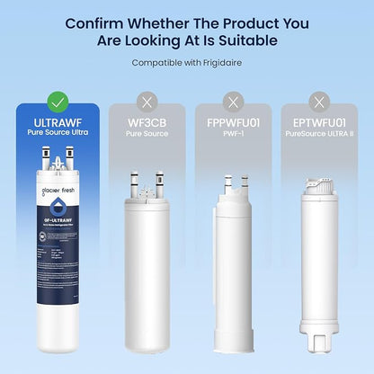 GLACIER FRESH ULTRAWF Frigidaire Refrigerator Water Filter, 1 Pack | Compatible with Pure Source Ultra, Kenmore 9999, 469999, 46-9999, A0094E28261, NSF 42 Certified