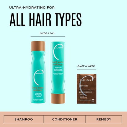 Malibu C Hard Water Hair Clarifying Shampoo - Travel Size Sulfate Free Chelating Formula for Build Up & Scalp Detox - Removes Minerals, Prevents Discoloration, Restores Shine - Vegan Hair Care, 3.4 oz