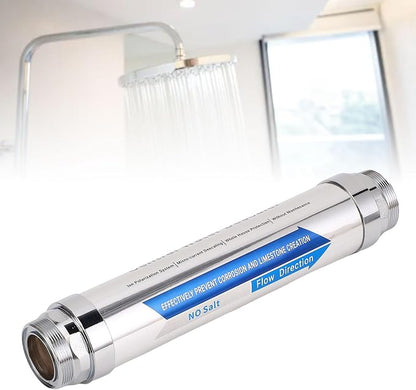 Non Salt Water Descaler Whole House, 0.1~1Mpa 0~100℃ Stainless Steel Compact Scale Water Softener System for Shower Dishwasher Solar Heater (1/2 inch (DN15))
