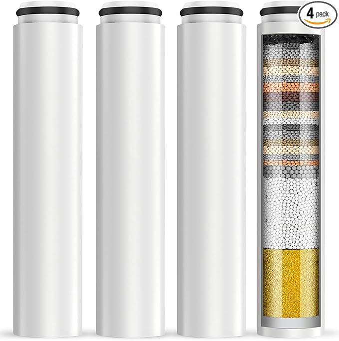4 Pack Shower Head Filter Replacement Compatible with Cobbe Handheld Shower Head, Filter Cartridge for Water Softening, Removes Chlorine, Fluoride and Heavy metals to Improve Skin & Hair