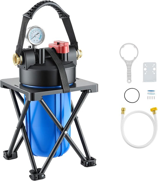 VEVOR RV Water Filter System for Campers, RVs & Travel Trailers, 4.5 x 10 in 0.5-Micron Filter with Cartridge & Bracket, Reduces Sediment, Chlorine, Taste & Odors