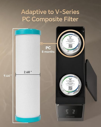 Vancepic PC Composite Filter Replacement, Compatible with V-Series (V600/V800) Water Purifiers, 8-Month Lifespan, 3s Quick-Change, No Tools Needed