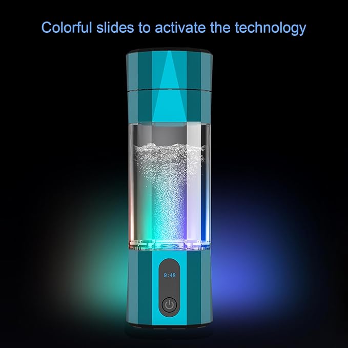 208ml Hydrogen Water Bottle Generator 6000-8000 PPB Portable Hydrogen Water Ionizer Machine with PEM Technology, Hydrogen Rich Water Glass Health Cup Blue